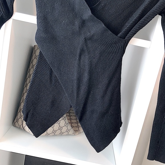 BEBE long sleeve sweater top w/ crisscross detail - Picture 2 of 2